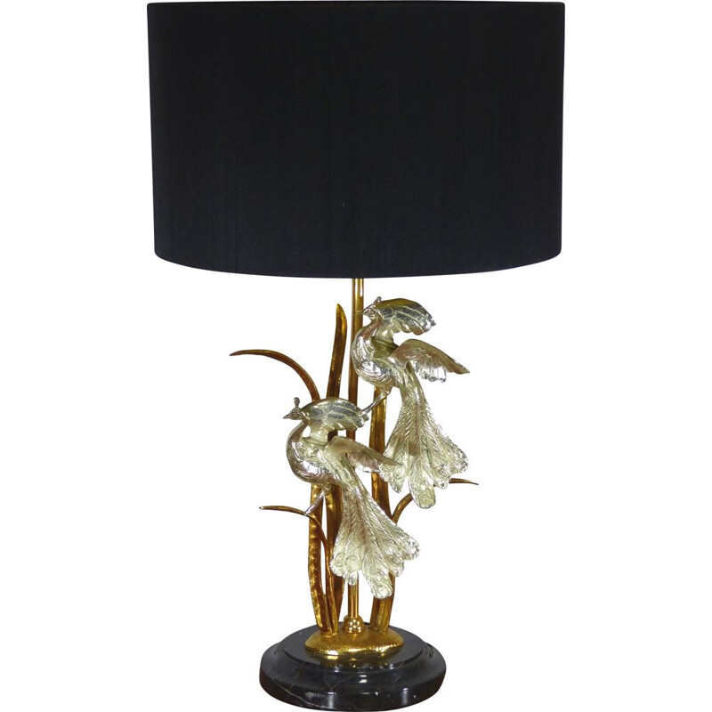 Vintage brass and marble table lamp