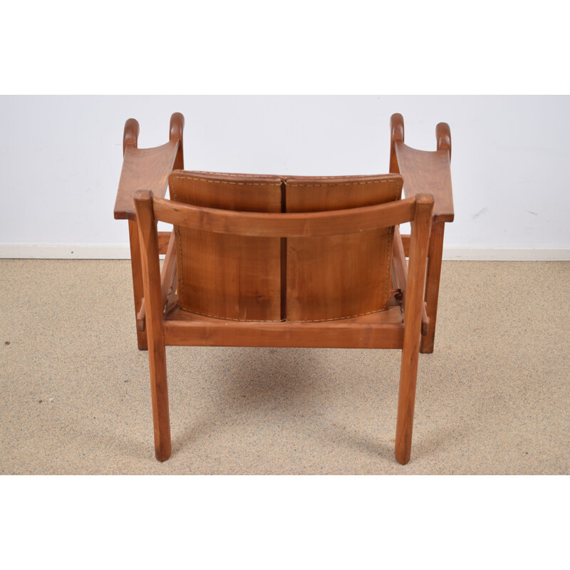 Vintage houten fauteuil van Stefan During, 1980