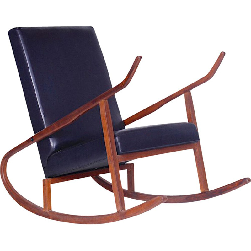 Vintage rocking-chair in goatskin