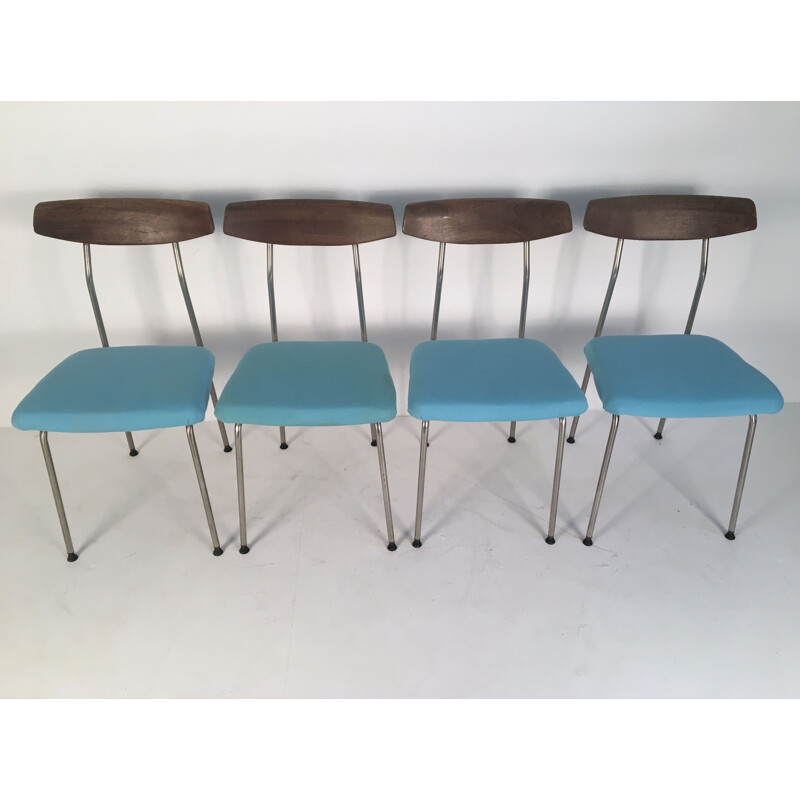 Set of 4 teak and steel dining chairs by John and Sylvia Reid 