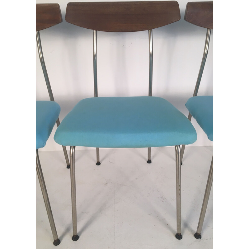 Set of 4 teak and steel dining chairs by John and Sylvia Reid 