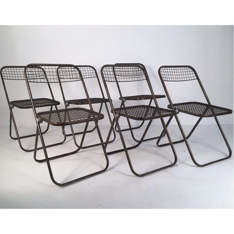 Suite de 6 chaises vintage en métal par Niels Gammelgaard 1970