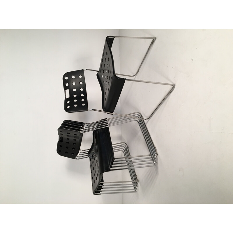 Suite de 6 chaises vintage noires par Rodney Kinsman 