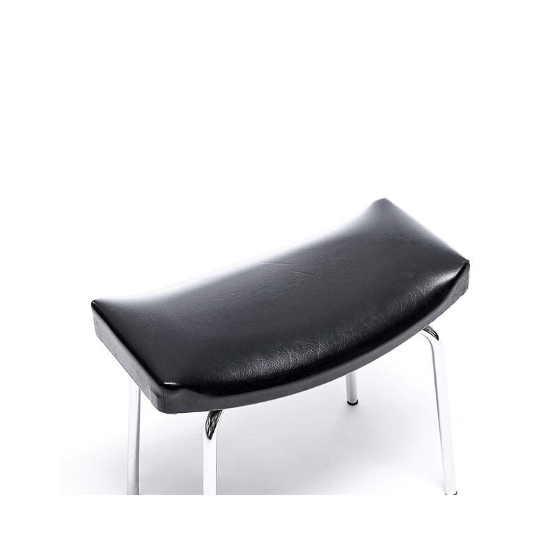 Ottoman in leatherette and metal, Pierre GUARICHE - 1950s