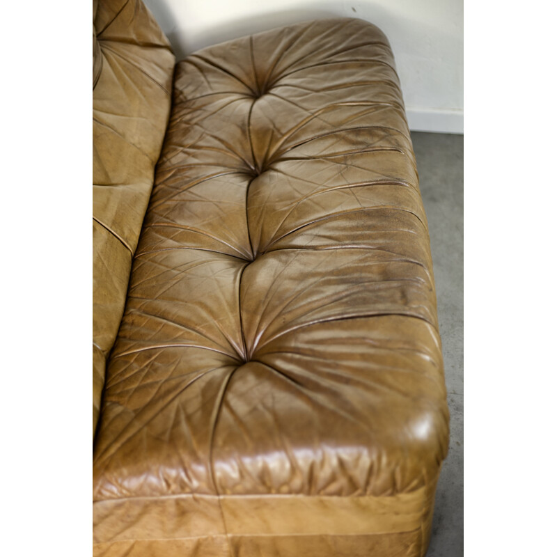 Vintage cognac leather sofa by Rolf Benz