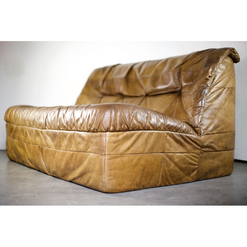 Vintage cognac leather sofa by Rolf Benz
