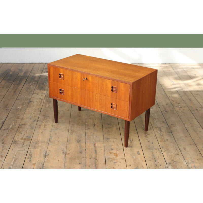 Vintage low danish chest of drawers in teak 1960