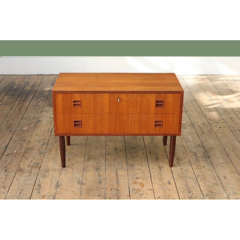 Vintage low danish chest of drawers in teak 1960