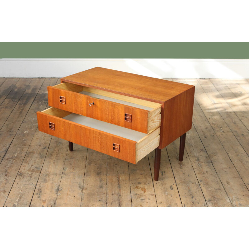 Vintage low danish chest of drawers in teak 1960