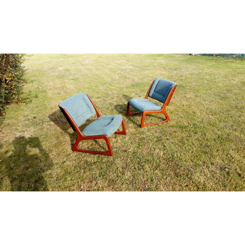 Set of 2 vintage armchairs by Baumann 1960