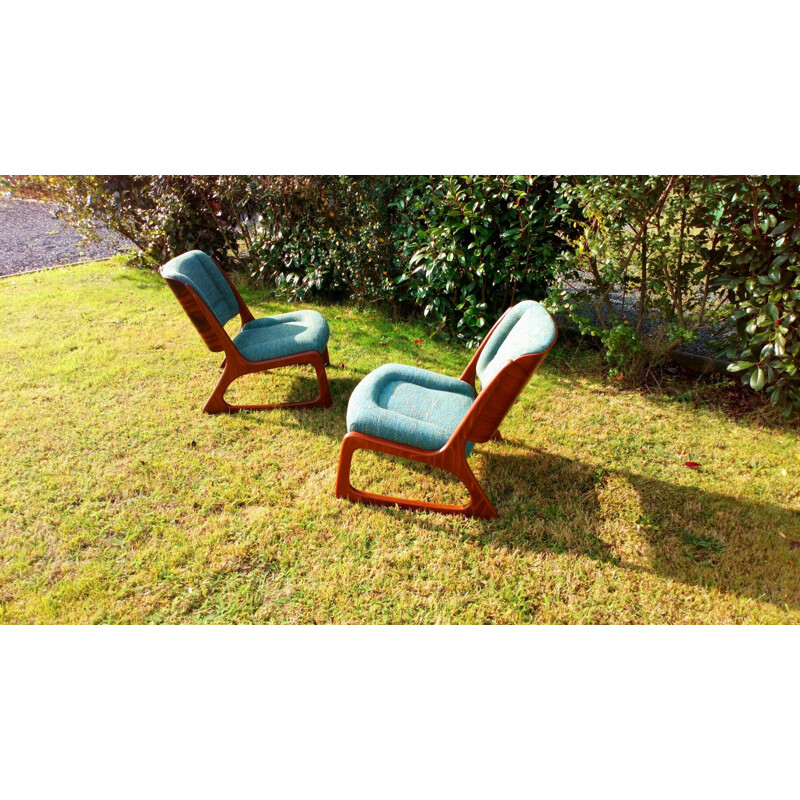 Suite de 2 fauteuils vintage Baumann 1960