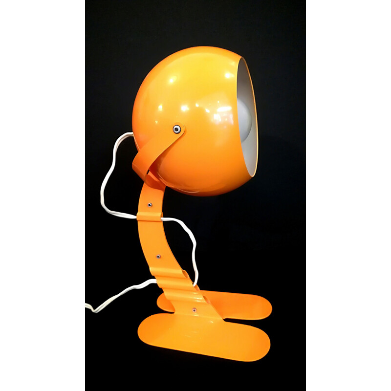 Vintage orange metal eyeball lamp from the 70s