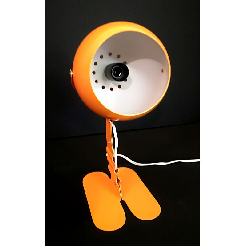 Vintage orange metal eyeball lamp from the 70s