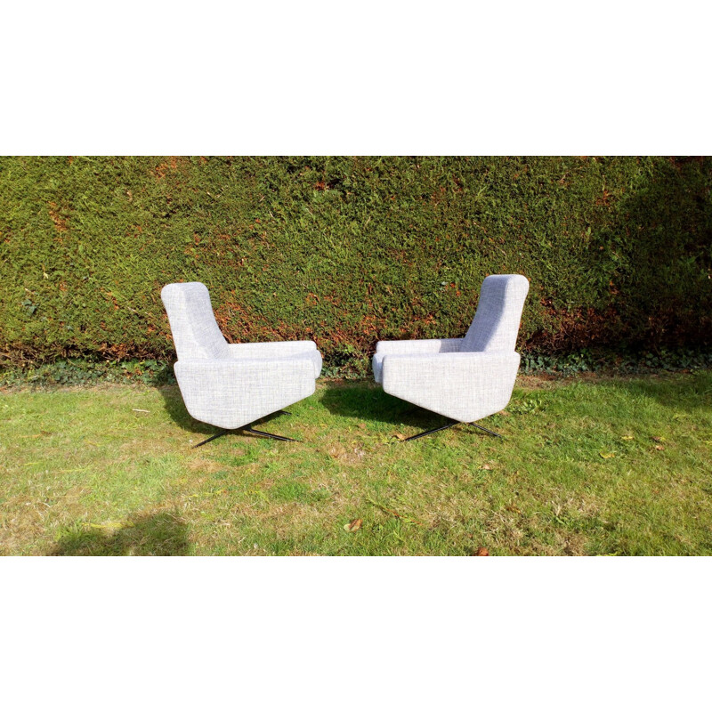 Set of 2 vintage "Troika" armchairs by  P.Geoffroy 1950