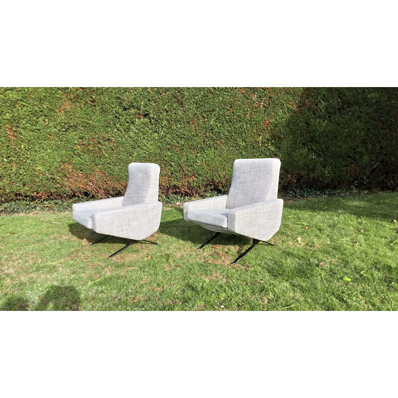 Set of 2 vintage "Troika" armchairs by  P.Geoffroy 1950