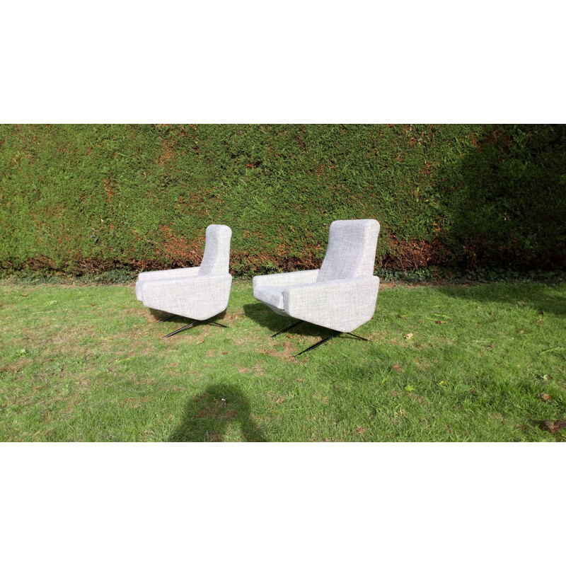 Set of 2 vintage "Troika" armchairs by  P.Geoffroy 1950