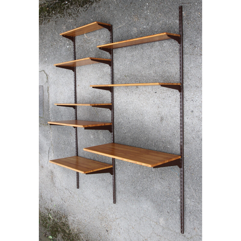 Vintage Scandinavian pine wall shelf by Pelly System 1980