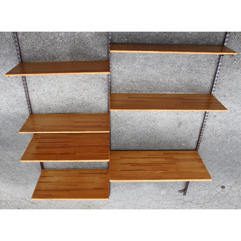 Vintage Scandinavian pine wall shelf by Pelly System 1980