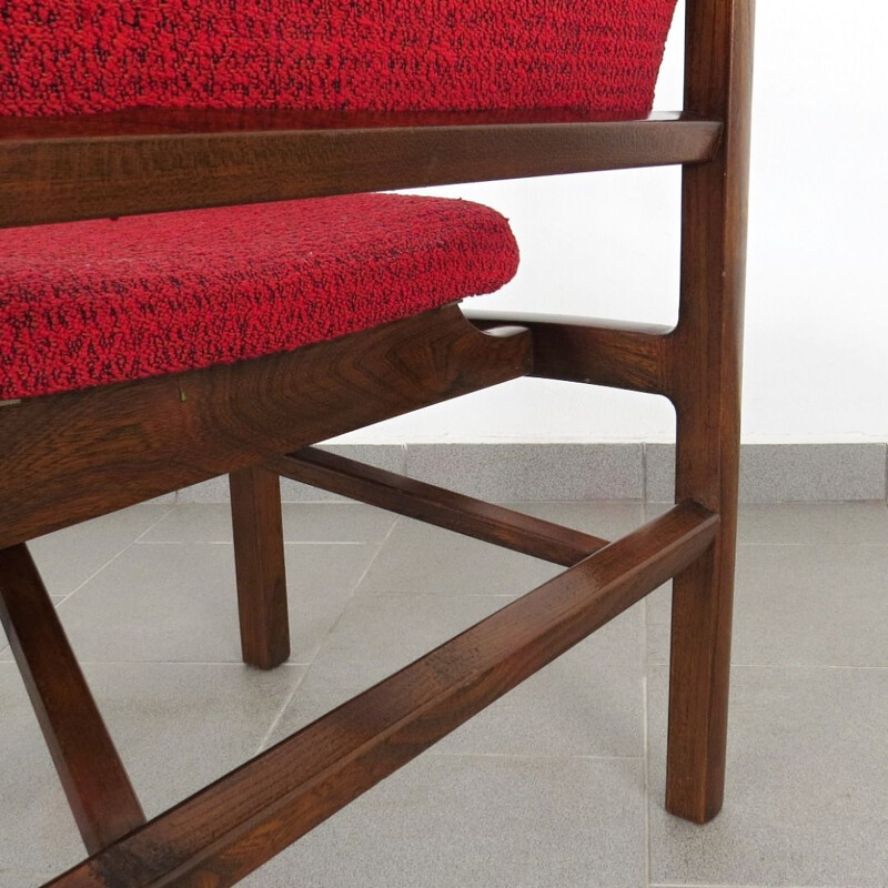 Set of 8 vintage armchairs in wood 1970