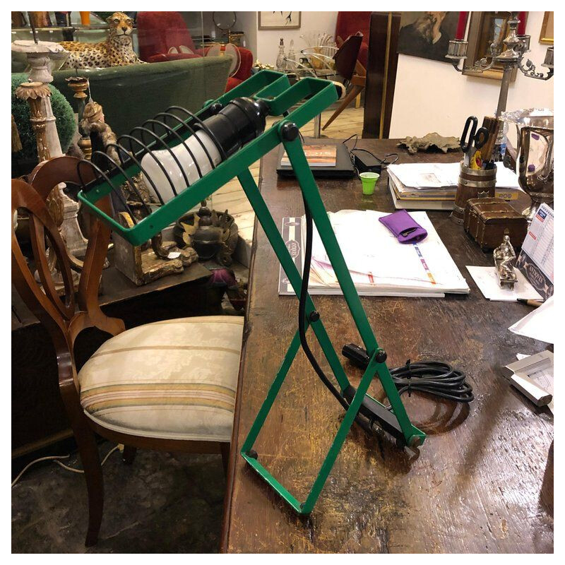 Vintage Ernesto Gismondi for Artemide green adjustable table lamp