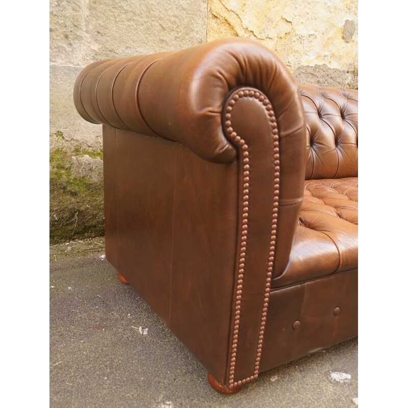 Vintage 3-seater sofa in tan leather,1970