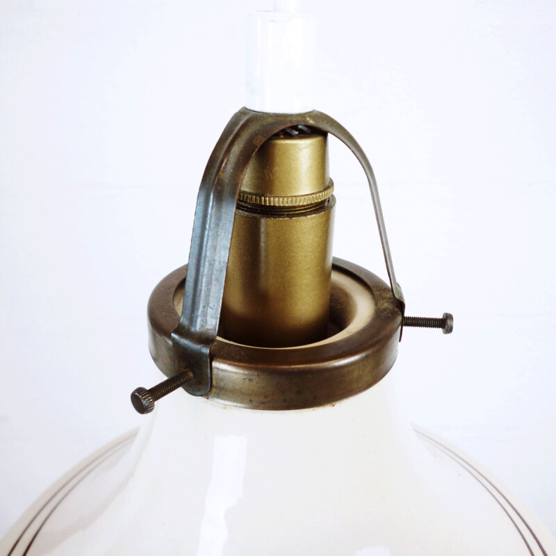 Vintage ceramic and brass hanging lamp