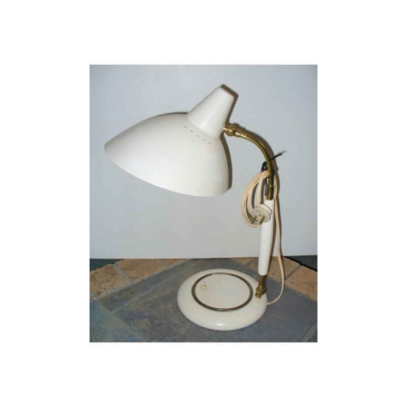 Italian beige lacquered metal lamp - 1950s