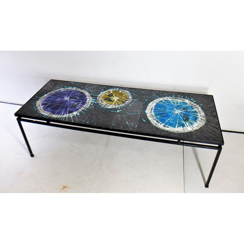 Vintage coffee table 1960 in ceramic by Juliette Belarti