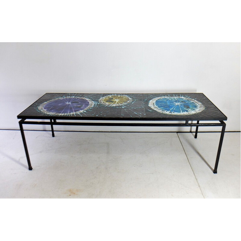 Vintage coffee table 1960 in ceramic by Juliette Belarti