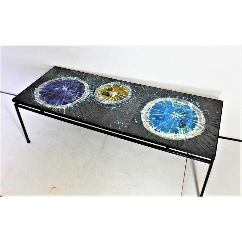 Vintage coffee table 1960 in ceramic by Juliette Belarti
