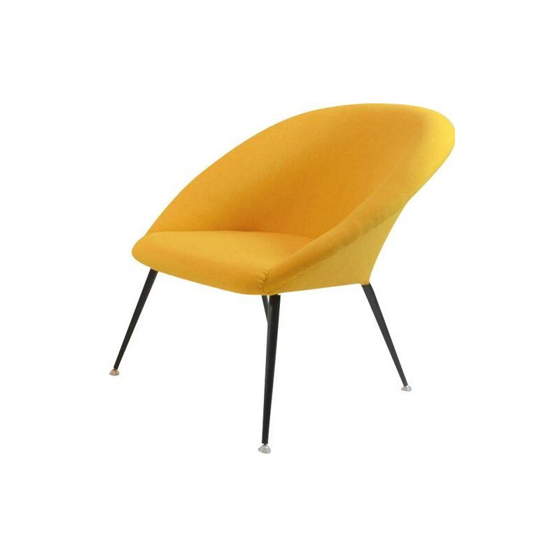 Vintage armchair in yellow fabric and metal 1970