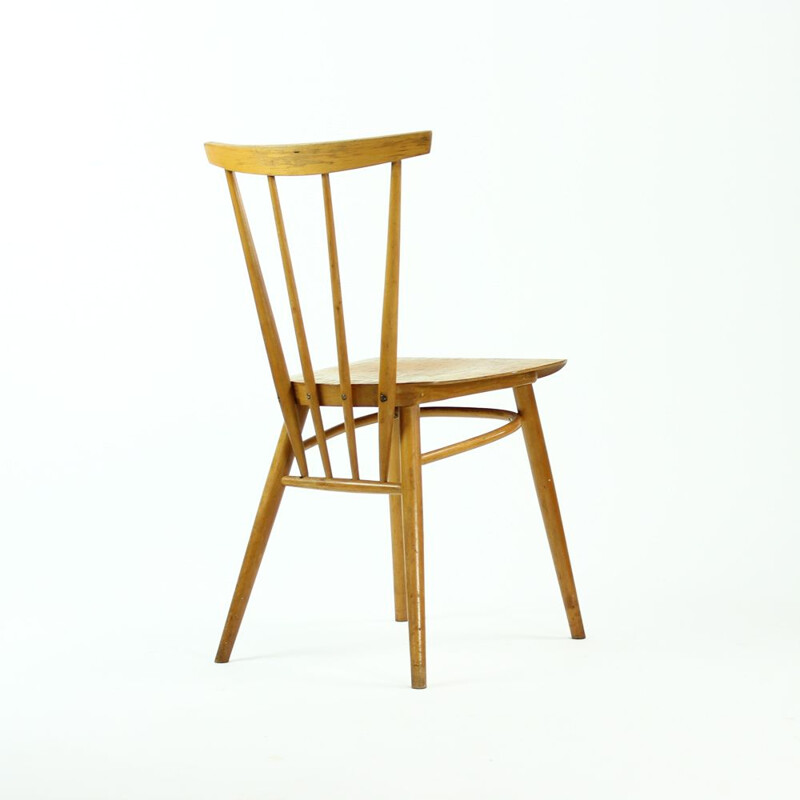 Vintage chair in blond wood by Ton