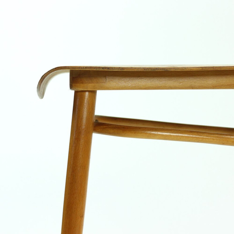 Vintage blond houten stoel van Ton