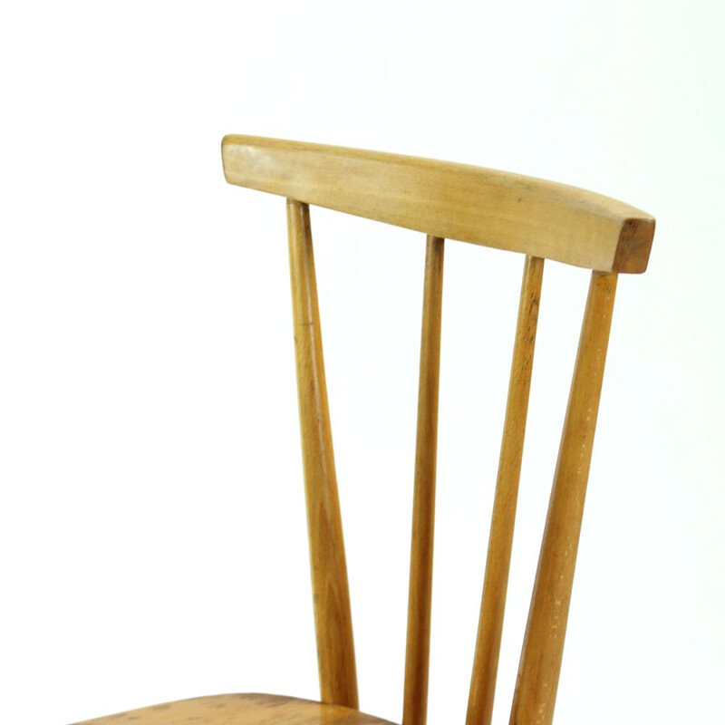 Silla vintage de madera rubia de Ton