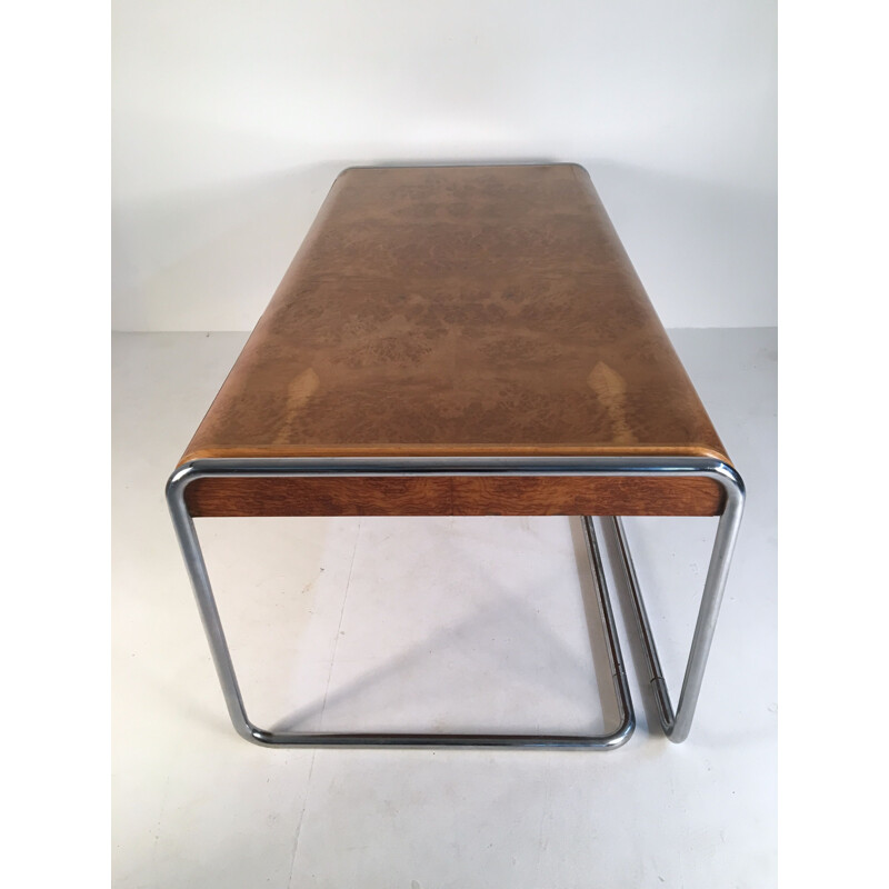 Vintage desk in burlwood and chromed steel