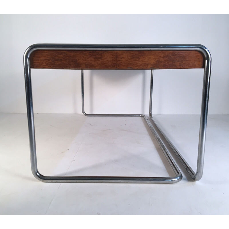 Vintage desk in burlwood and chromed steel