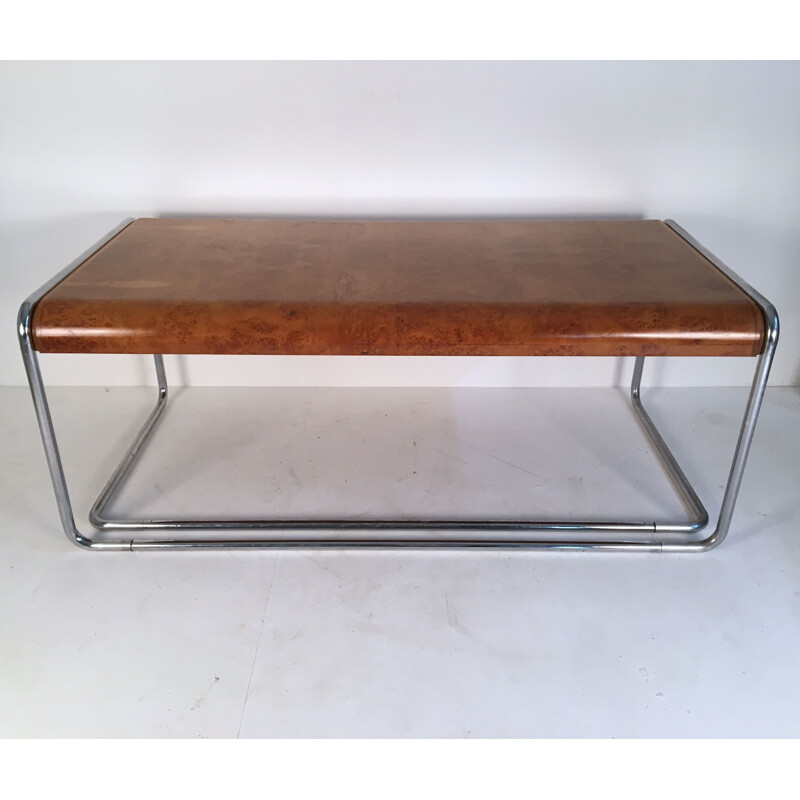 Vintage desk in burlwood and chromed steel