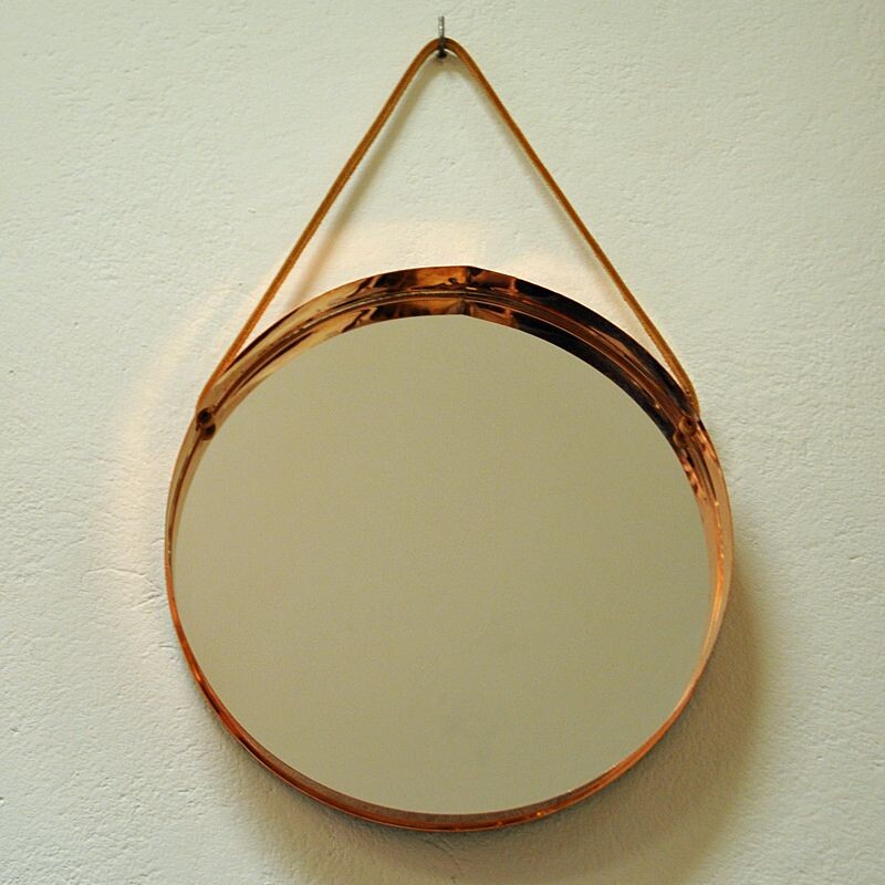 Miroir scandinave vintage en cuivre
