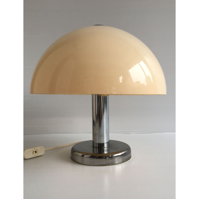 Mushroom table lamp in chrome