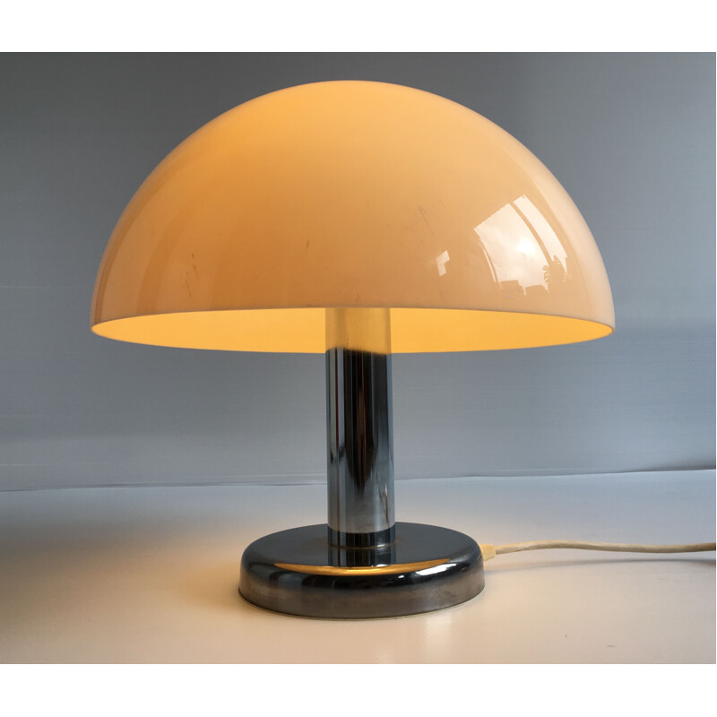 Mushroom table lamp in chrome
