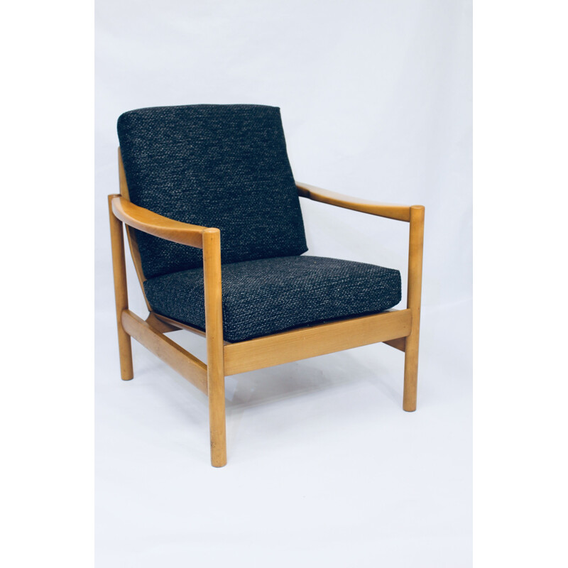 Blue vintage Scandinavian armchair 1950 1960