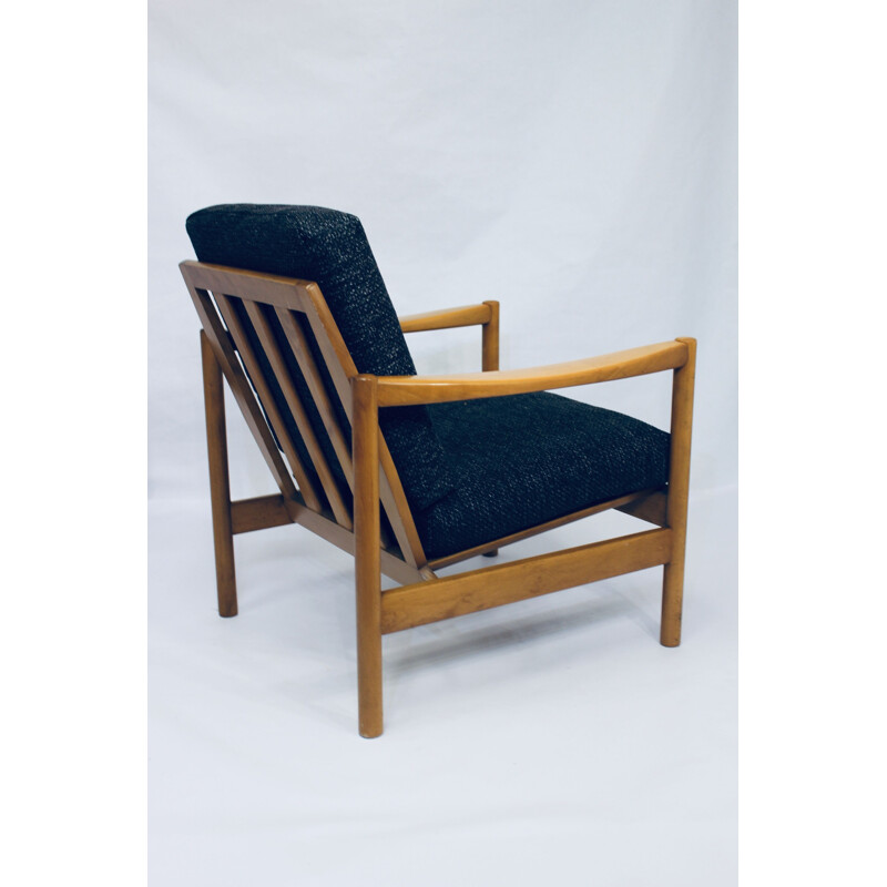 Blue vintage Scandinavian armchair 1950 1960