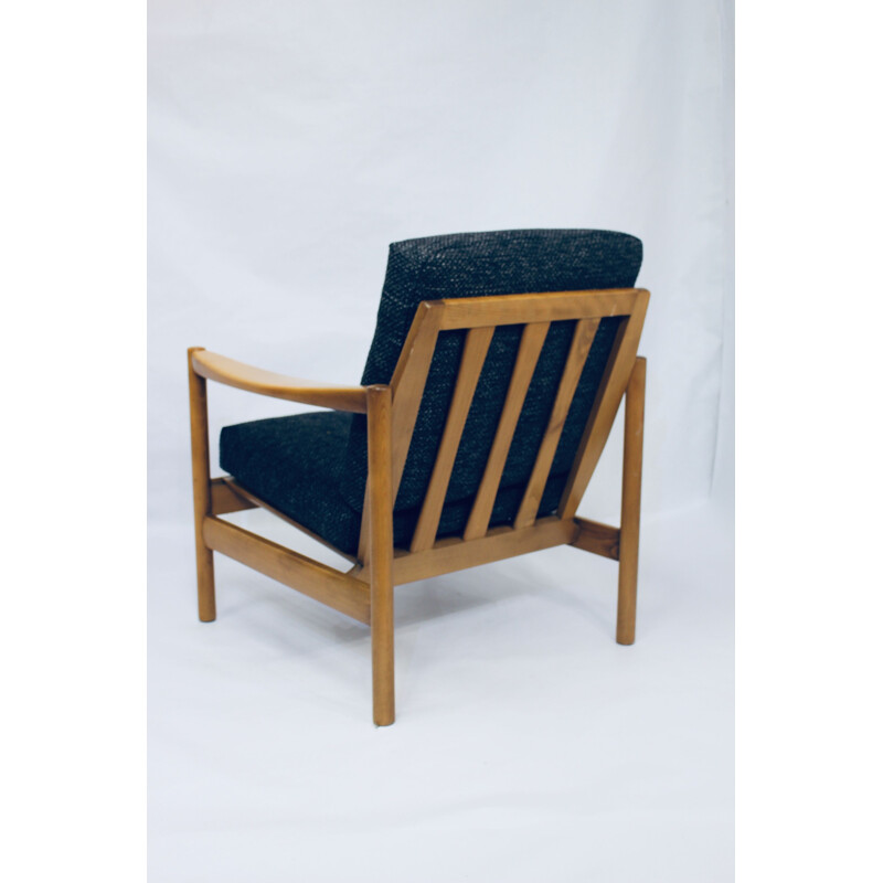 Blue vintage Scandinavian armchair 1950 1960