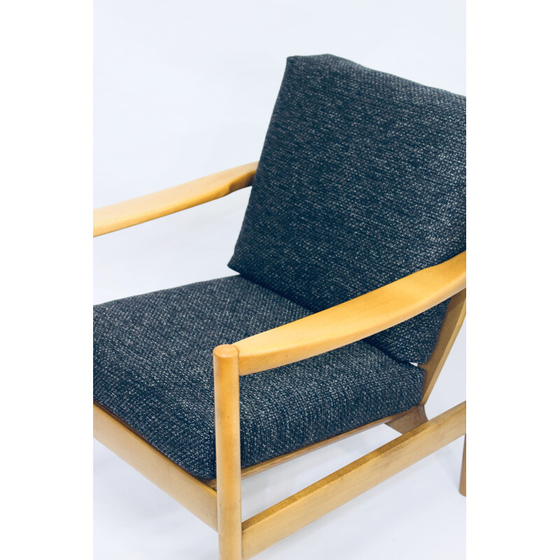 Blue vintage Scandinavian armchair 1950 1960