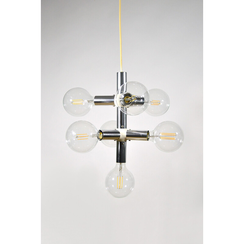 Vintage Atomic hanging lamp for Swiss Lamps in plastic and aluminium
