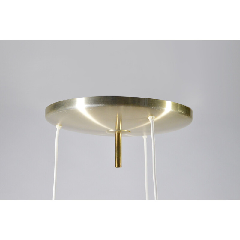 Vintage italian Stilux Milano pendant lamp in white perspex and aluminium 1960