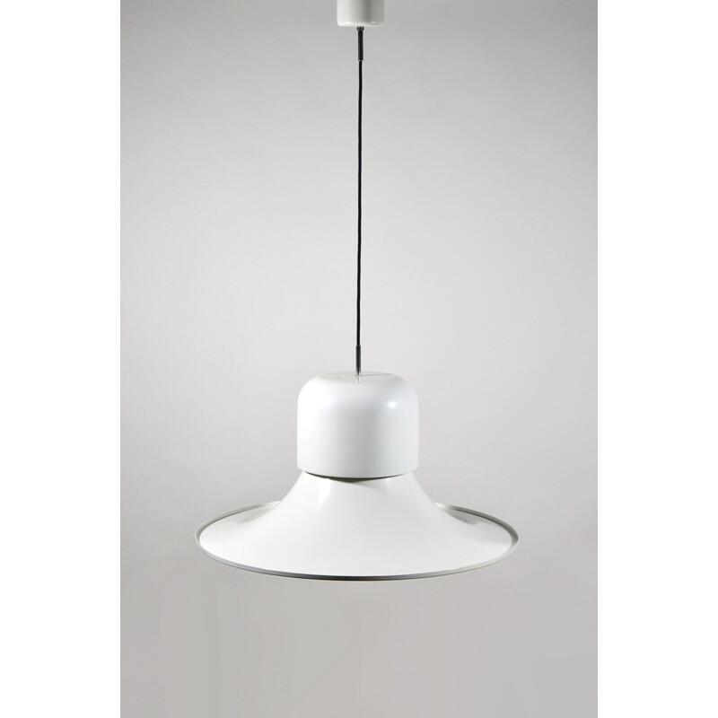 Vintage Model 2503 hanging lamp by Stilnovo in white aluminium 1970