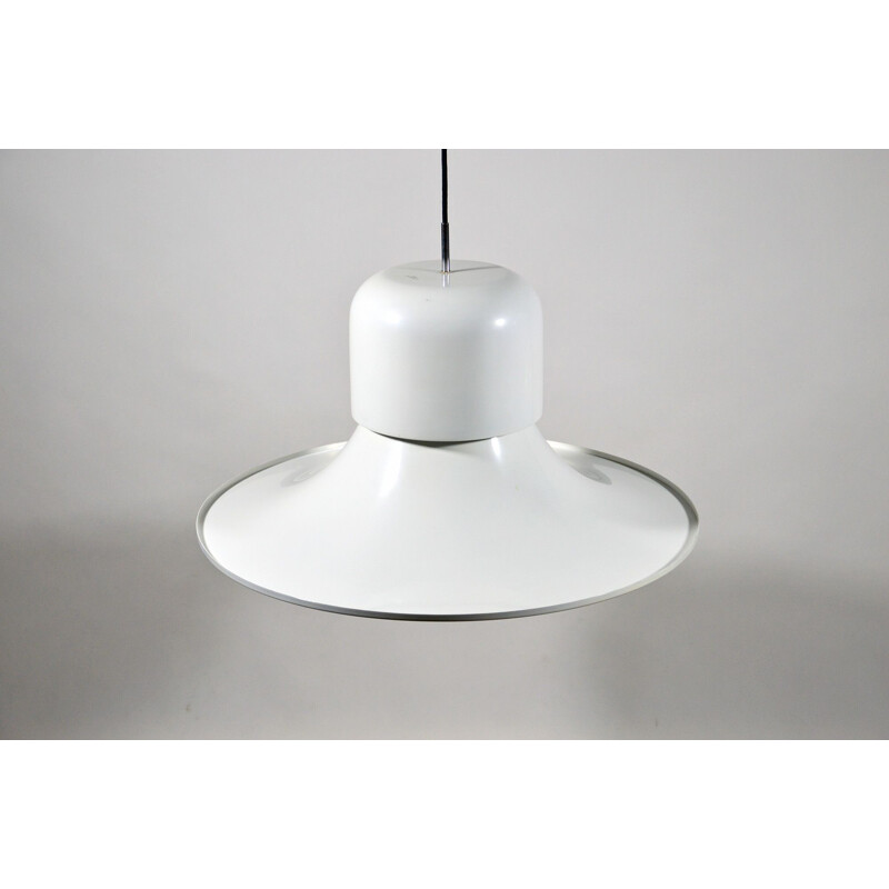 Vintage Model 2503 hanging lamp by Stilnovo in white aluminium 1970