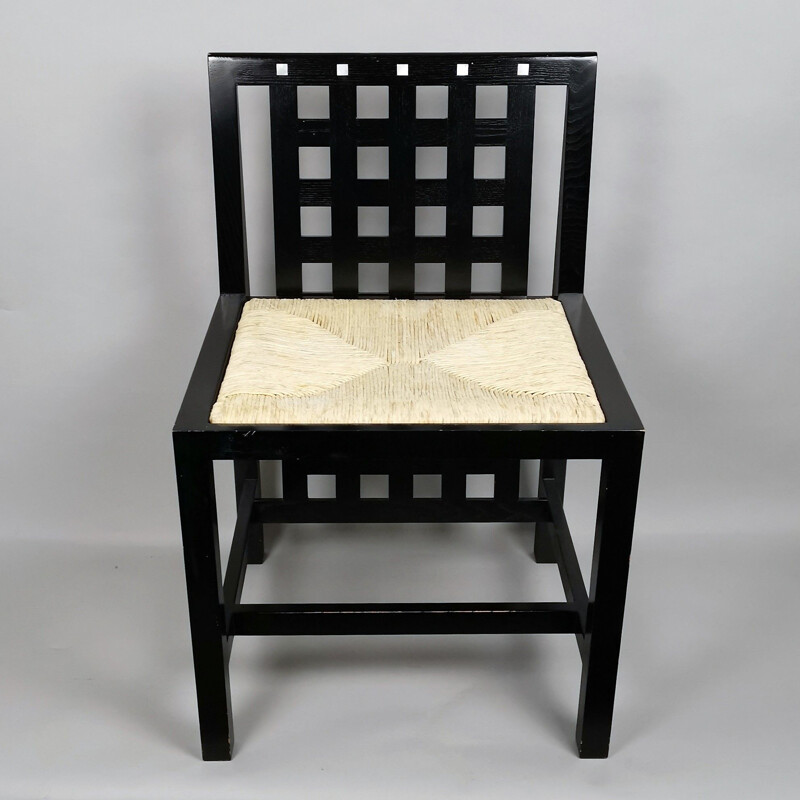 Set of 2 vintage italian chairs in black ashwood and mother-of-pearl