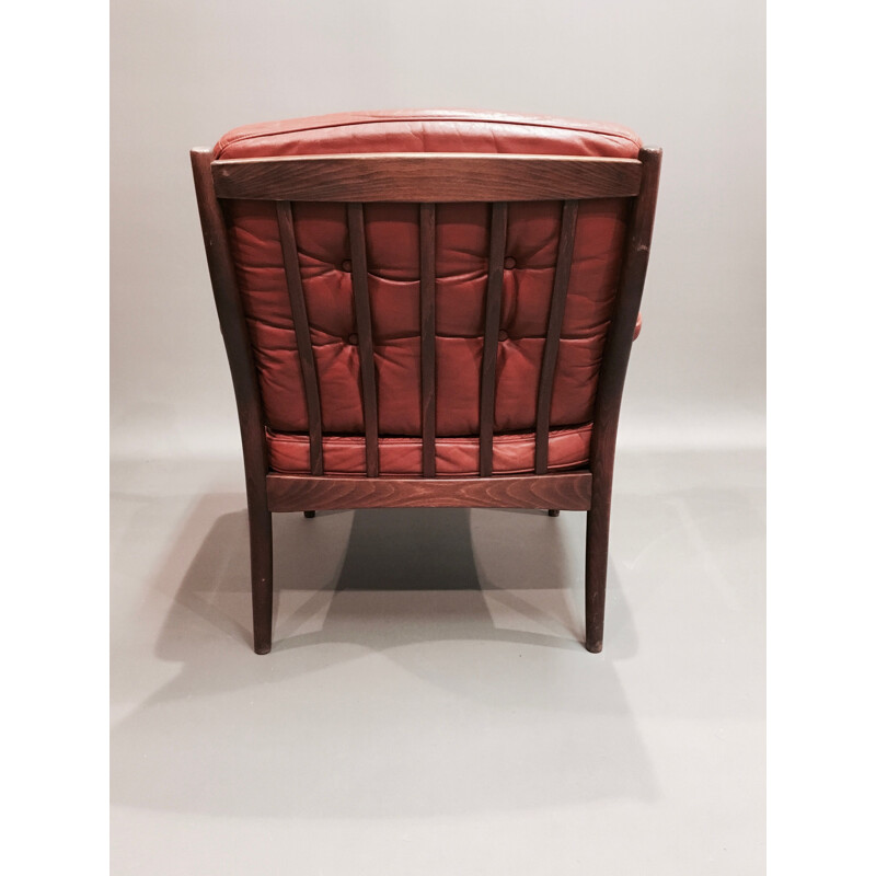 Vintage scandinavian armchair for Gote Mobler Nässjö in brown leather 1950